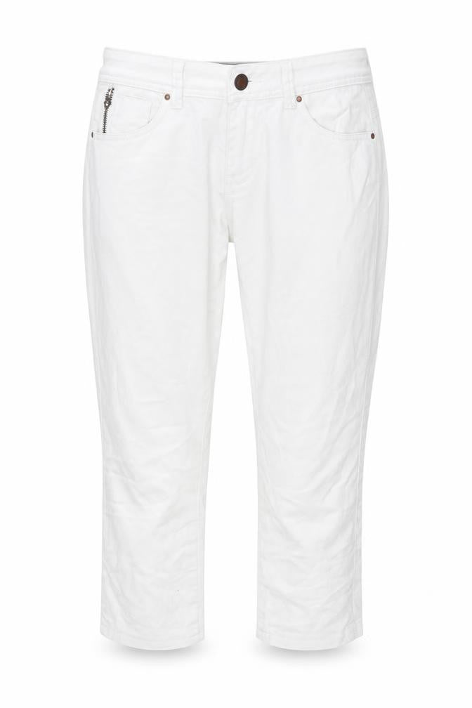 Dunnes Womens White Cotton Capri Jeans Size 10 L22 in Regular