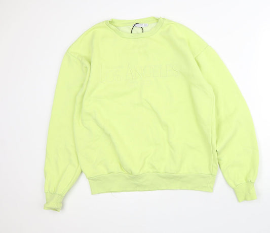 Preloved Stradivarious Mens Yellow Cotton Pullover Sweatshirt Size XS - Front
