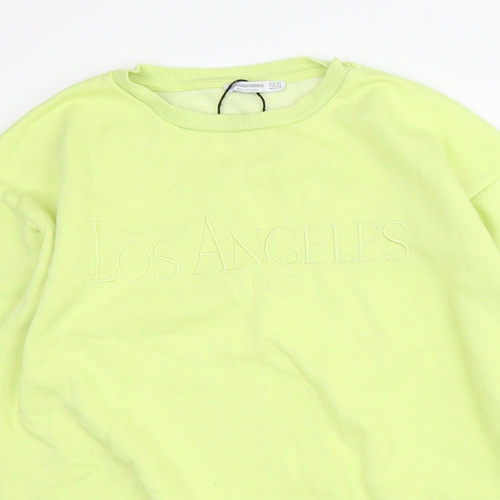 Stradivarious Mens Yellow Cotton Pullover Sweatshirt Size XS