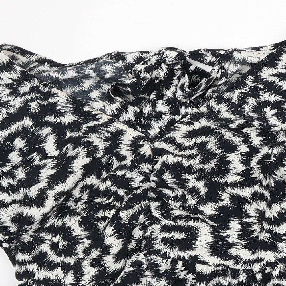 Topshop Womens White Geometric Polyester Basic Blouse Size 8 V-Neck