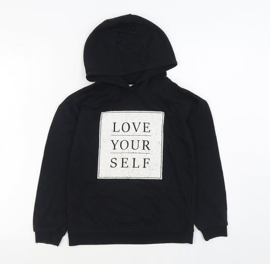 Primark Girls Black Cotton Pullover Hoodie Size 9-10 Years Pullover