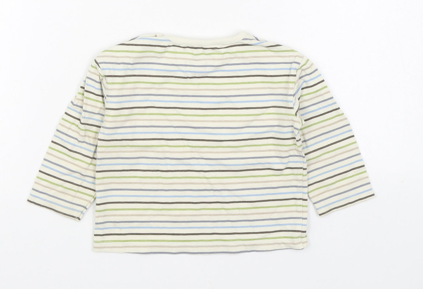 Willow Boys Multicoloured Striped Cotton Basic T-Shirt Size 12-18 Months Round Neck Pullover