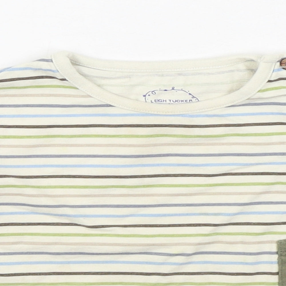 Willow Boys Multicoloured Striped Cotton Basic T-Shirt Size 12-18 Months Round Neck Pullover