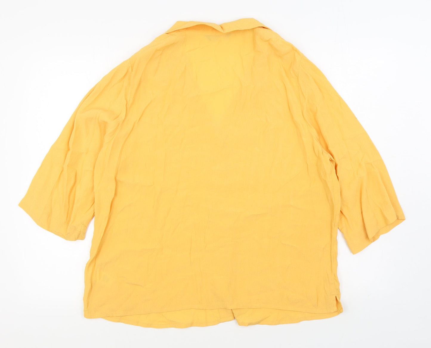Marks and Spencer Womens Orange Viscose Basic Button-Up Size 16 V-Neck