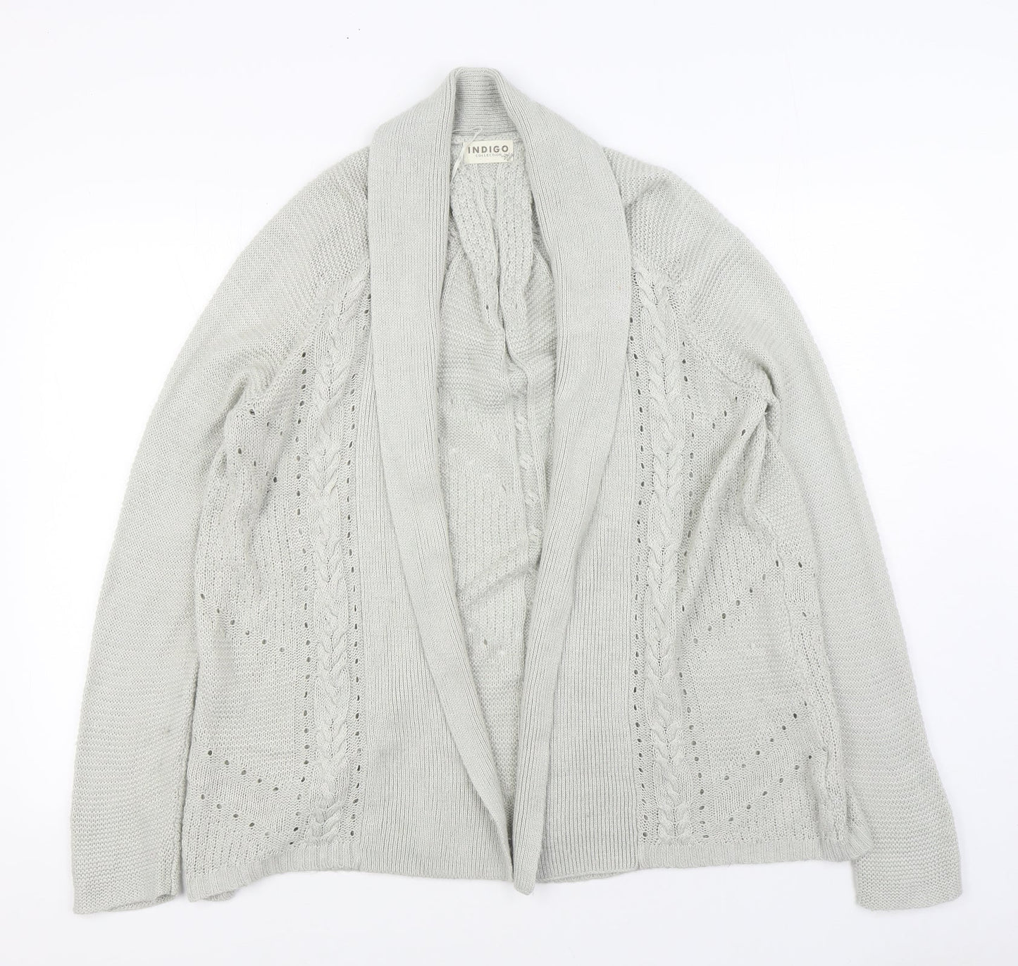 Marks and Spencer Womens Grey V-Neck Acrylic Cardigan Jumper Size 14