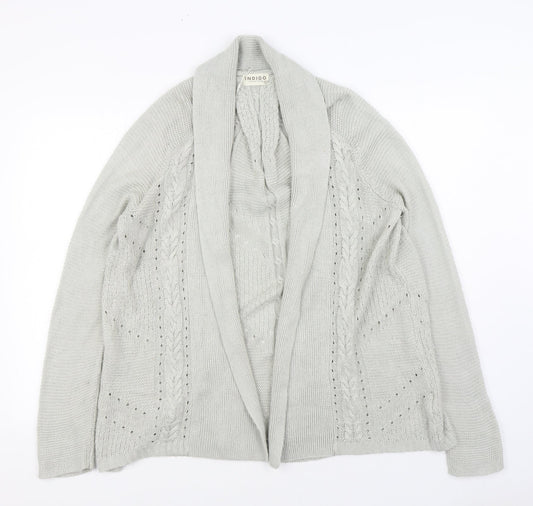 Marks and Spencer Womens Grey V-Neck Acrylic Cardigan Jumper Size 14