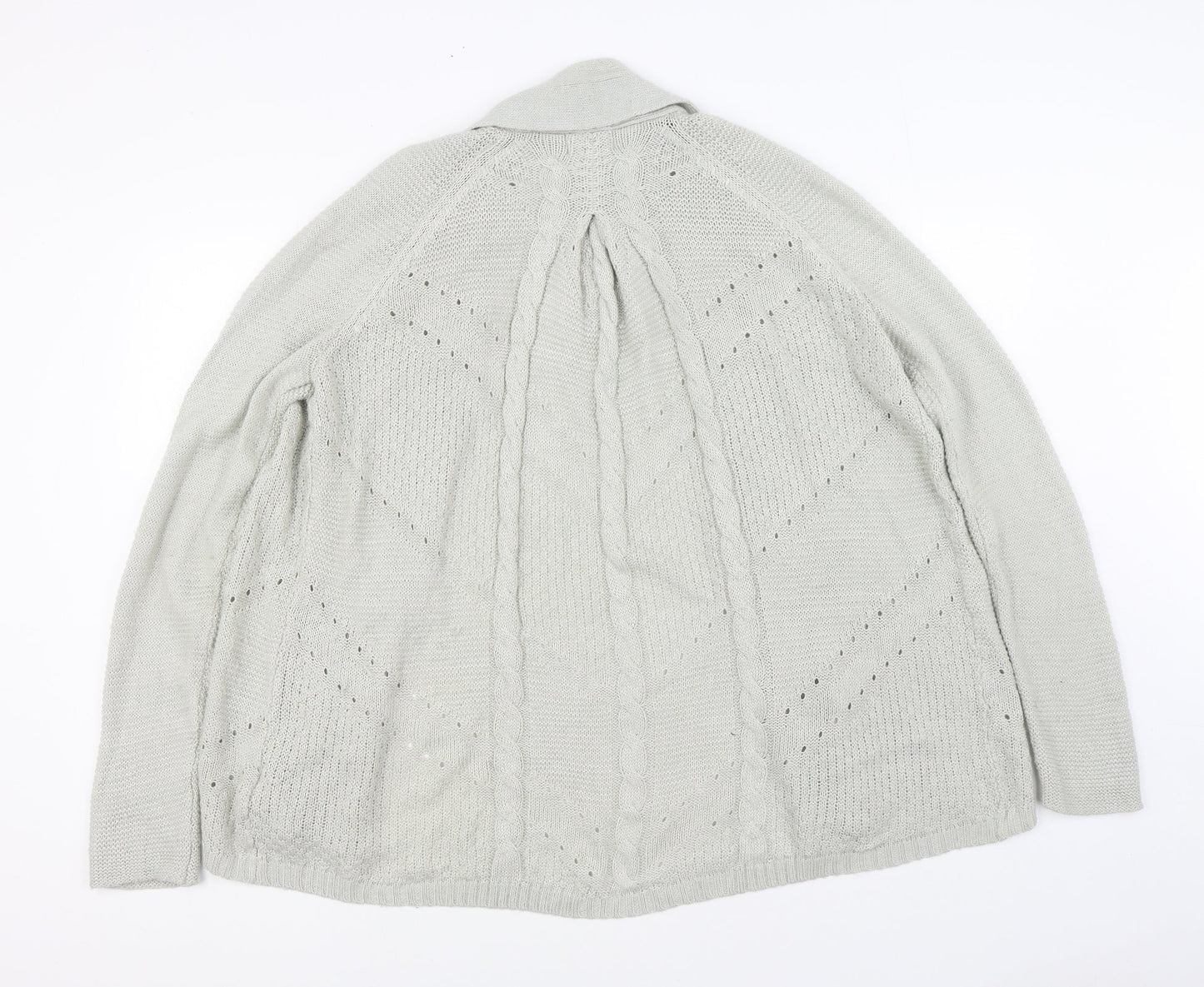 Marks and Spencer Womens Grey V-Neck Acrylic Cardigan Jumper Size 14