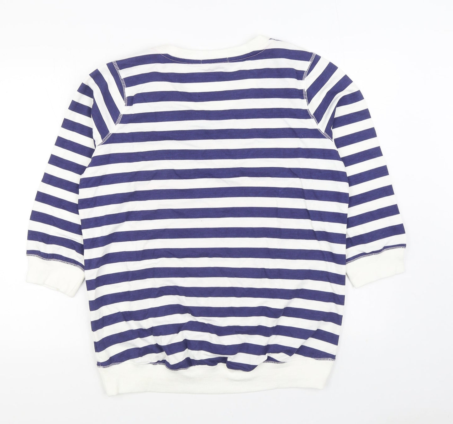 George Womens Blue Striped Cotton Pullover Sweatshirt Size 16 Pullover