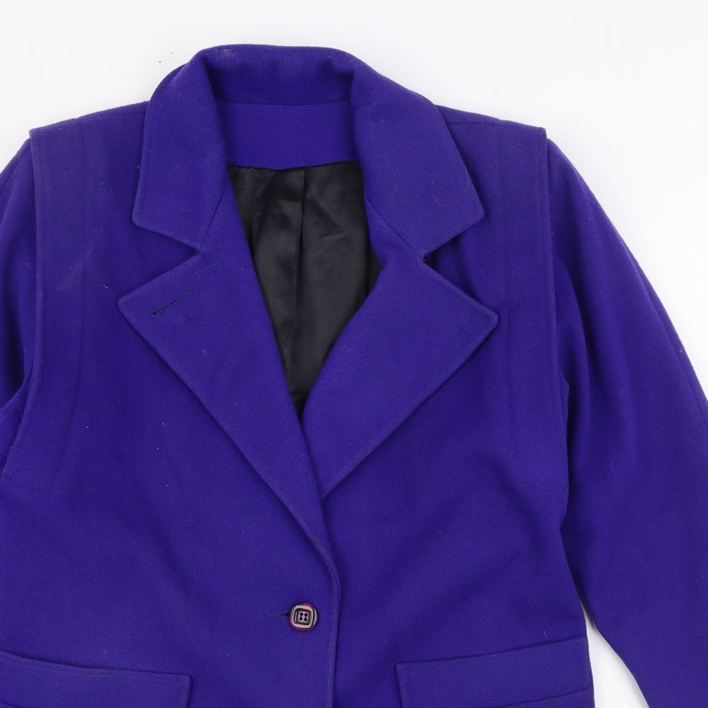 Fox Land Womens Purple Overcoat Coat Size 10 Button