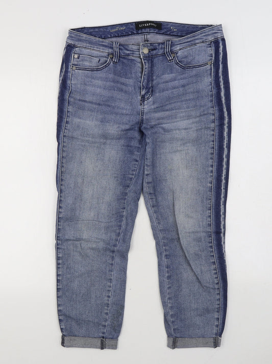 Preloved Liverpool Womens Blue Cotton Straight Jeans Size 12 L24 in Regular Zip - Front