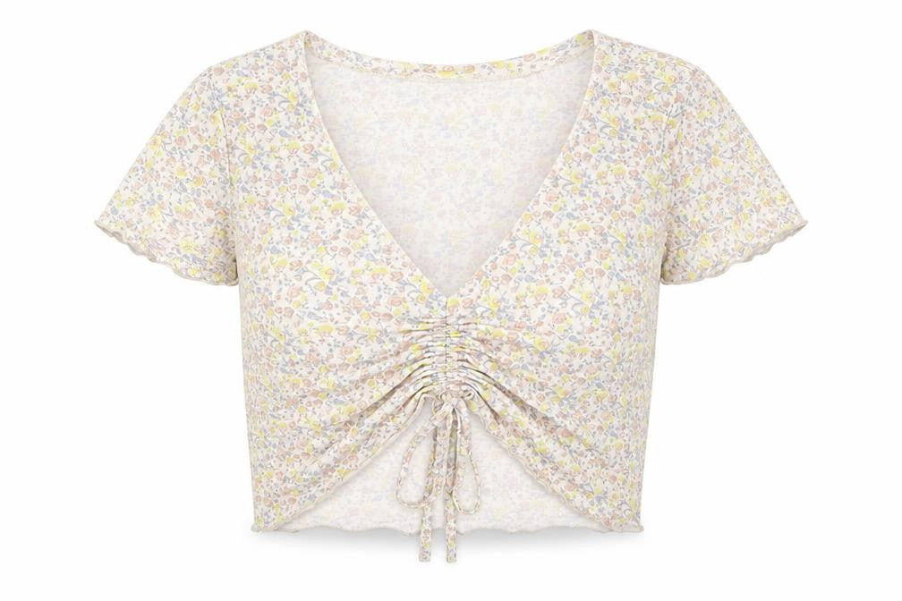 SheIn Womens Multicoloured Floral Polyester Basic Blouse Size M V-Neck