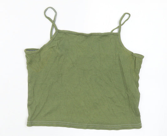 New Look Girls Green Cotton Camisole Tank Size 12-13 Years Square Neck