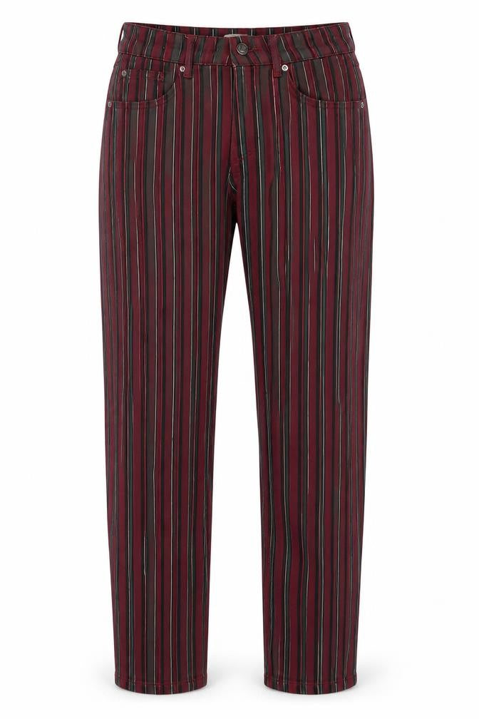 Pull&Bear Womens Multicoloured Striped Cotton Trousers Size 26 in L28 in Regular Button