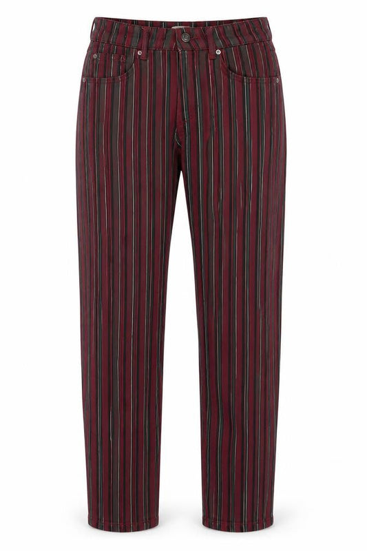 Pull&Bear Womens Multicoloured Striped Cotton Trousers Size 26 in L28 in Regular Button