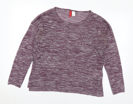 Divided Womens Purple Round Neck Polyester Pullover Jumper Size S