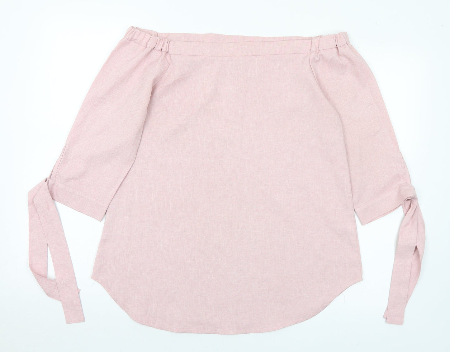 Lola May Womens Pink Polyester Basic Blouse Size 10 Off the Shoulder