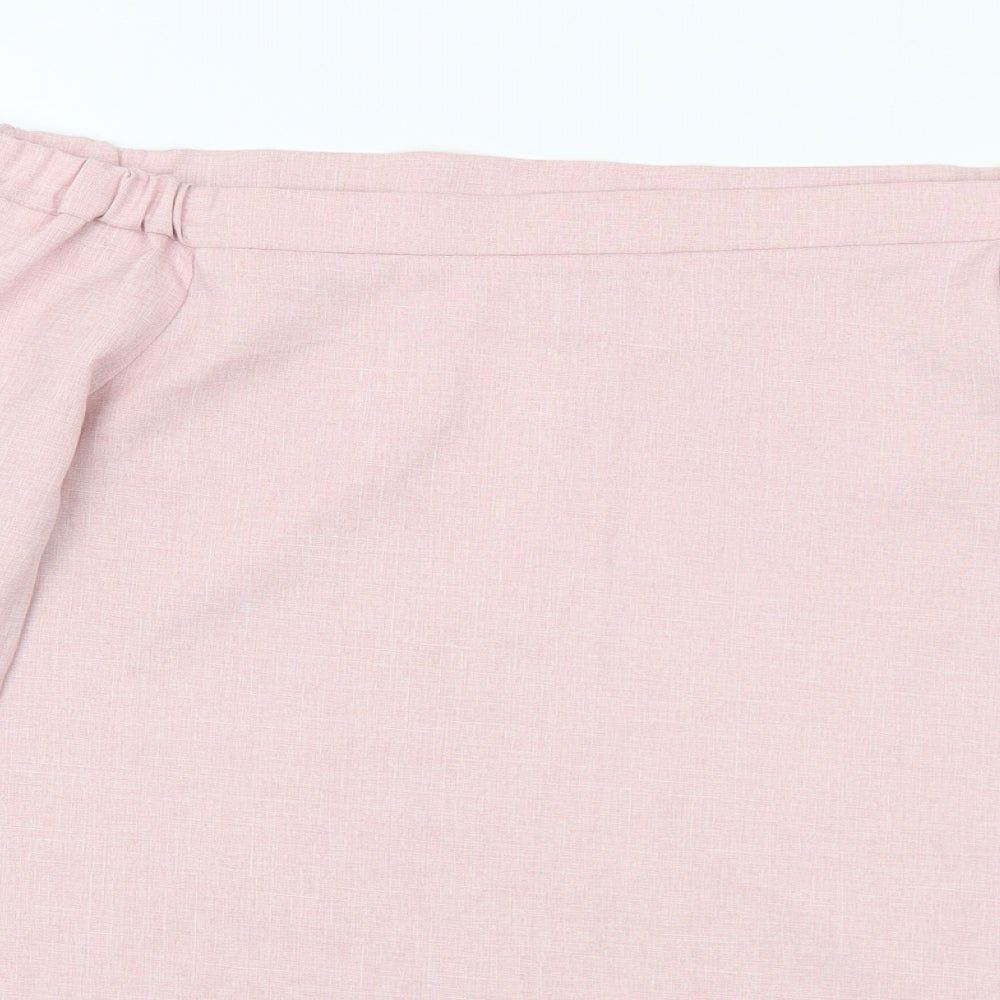 Lola May Womens Pink Polyester Basic Blouse Size 10 Off the Shoulder
