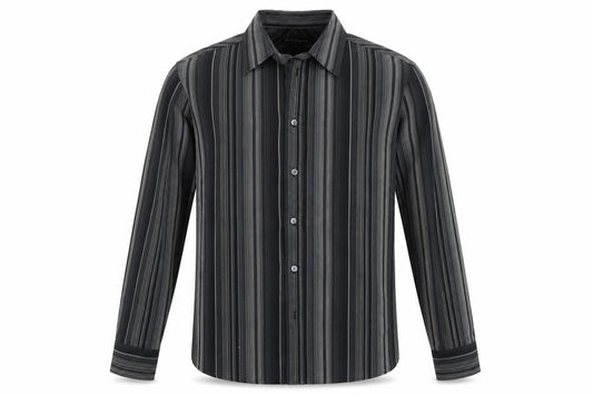 Marks & Spencer Mens Black Striped Cotton Button-Up Size M Collared Button