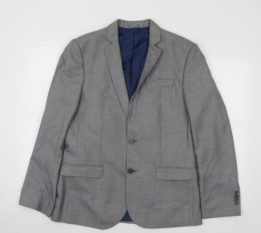River Island Mens Grey Polyester Jacket Suit Jacket Size 40
