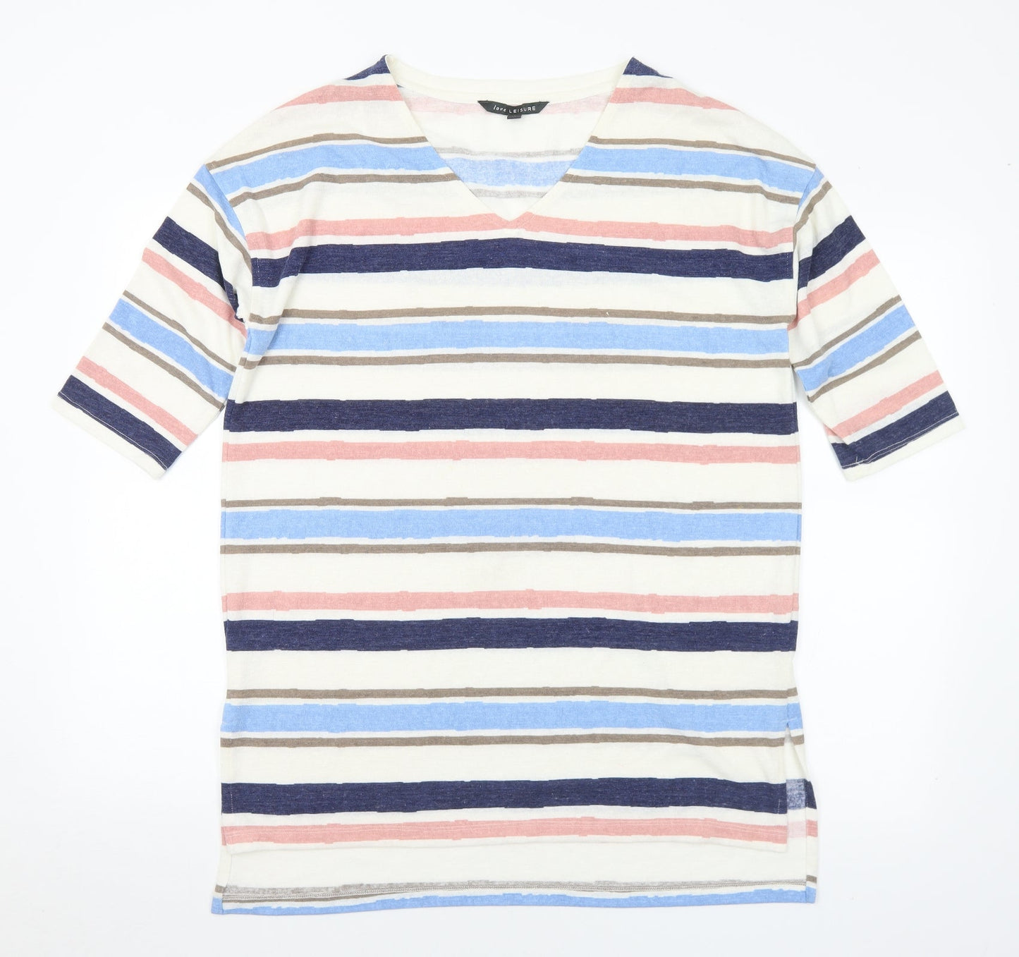 Love Leisure Womens Multicoloured V-Neck Striped Polyester Jumper Size 12