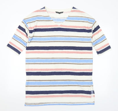 Preloved Love Leisure Womens Multicoloured V-Neck Striped Polyester Jumper Size 12 - Front