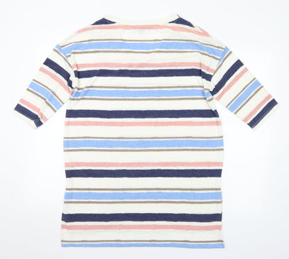 Preloved Love Leisure Womens Multicoloured V-Neck Striped Polyester Jumper Size 12 - Back