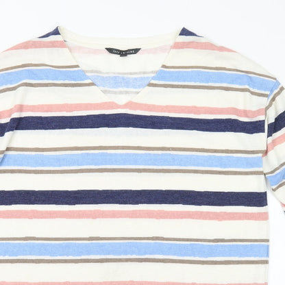 Preloved Love Leisure Womens Multicoloured V-Neck Striped Polyester Jumper Size 12 - Detail