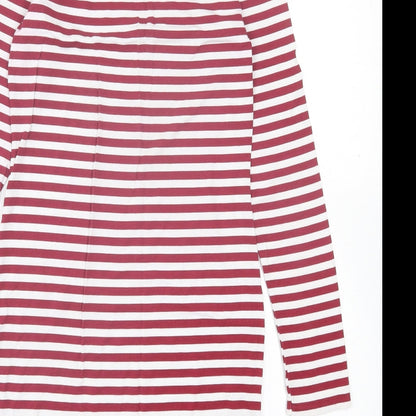 Boohoo Womens Red Striped Viscose Bodycon Size 8 Crew Neck Pullover