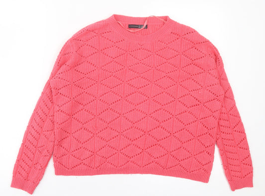 Atmosphere Womens Pink Crew Neck Acrylic Pullover Jumper Size 8