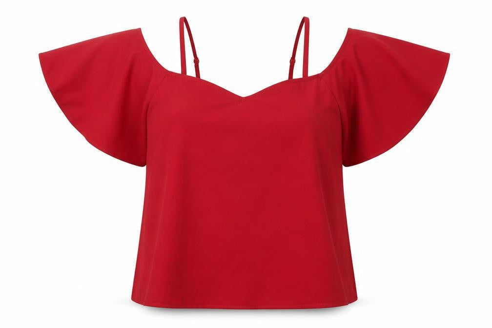 SheIn Womens Red Polyester Basic Blouse Size L V-Neck