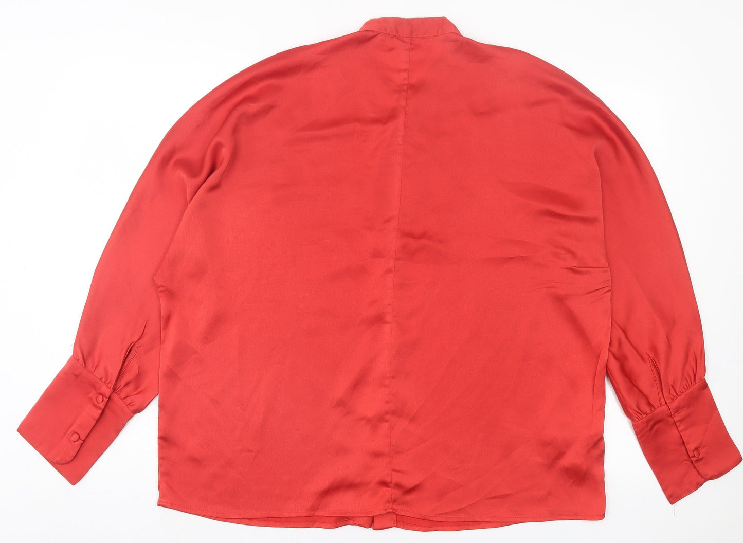 Mango Womens Red Polyester Basic Blouse Size L Crew Neck