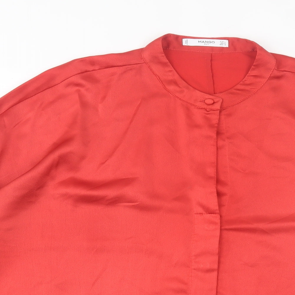 Mango Womens Red Polyester Basic Blouse Size L Crew Neck