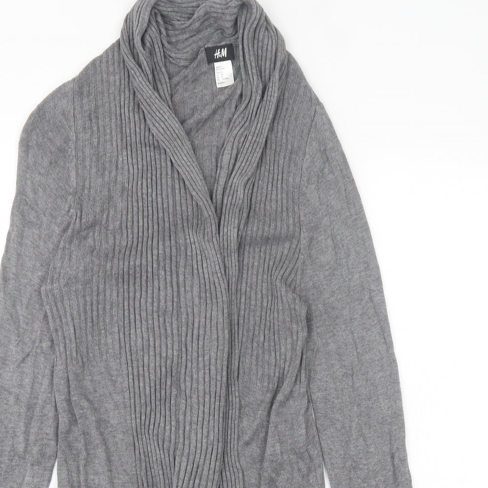 H&M Womens Grey V-Neck Viscose Cardigan Jumper Size M