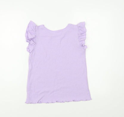 Dunnes Womens Purple Polyester Basic T-Shirt Size S Crew Neck