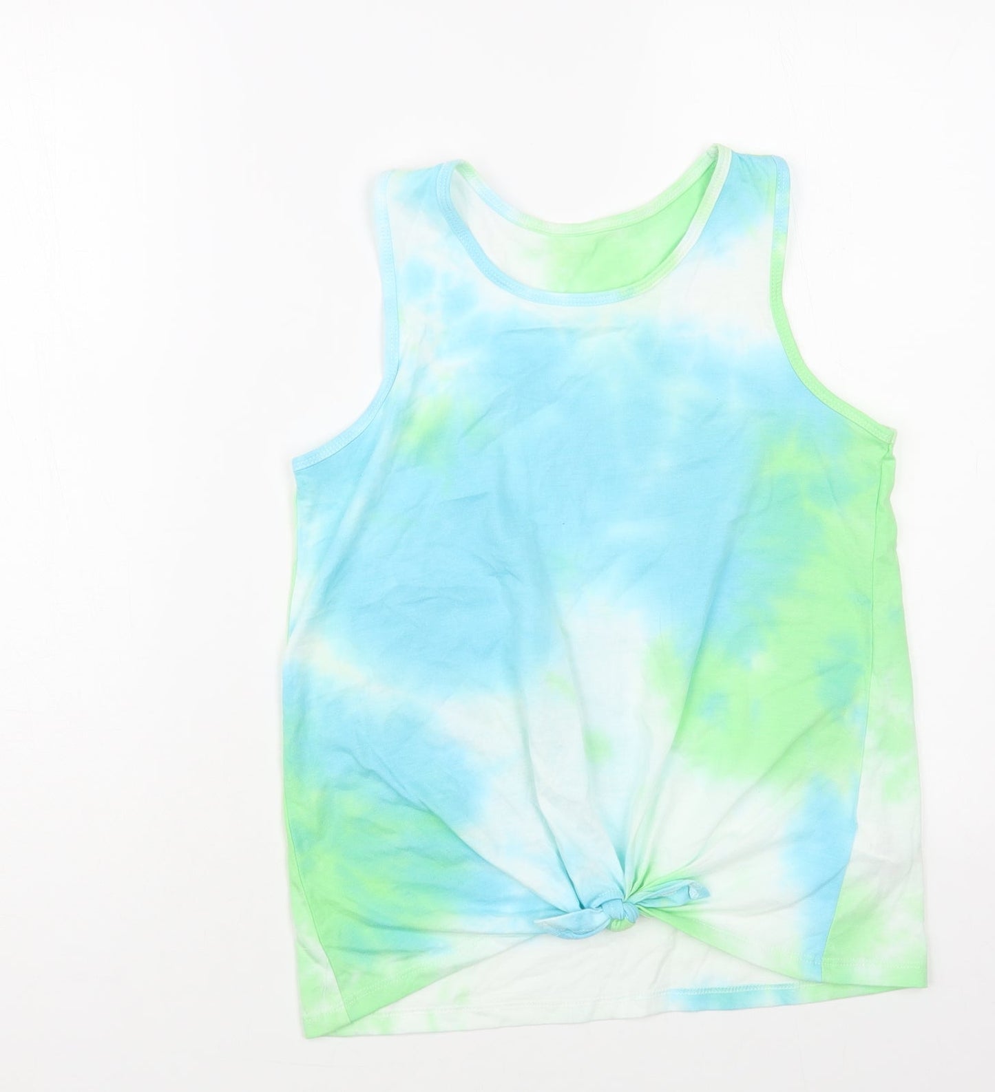 Dunnes Stores Womens Blue Cotton Basic Tank Size S Round Neck - Tie-Dye