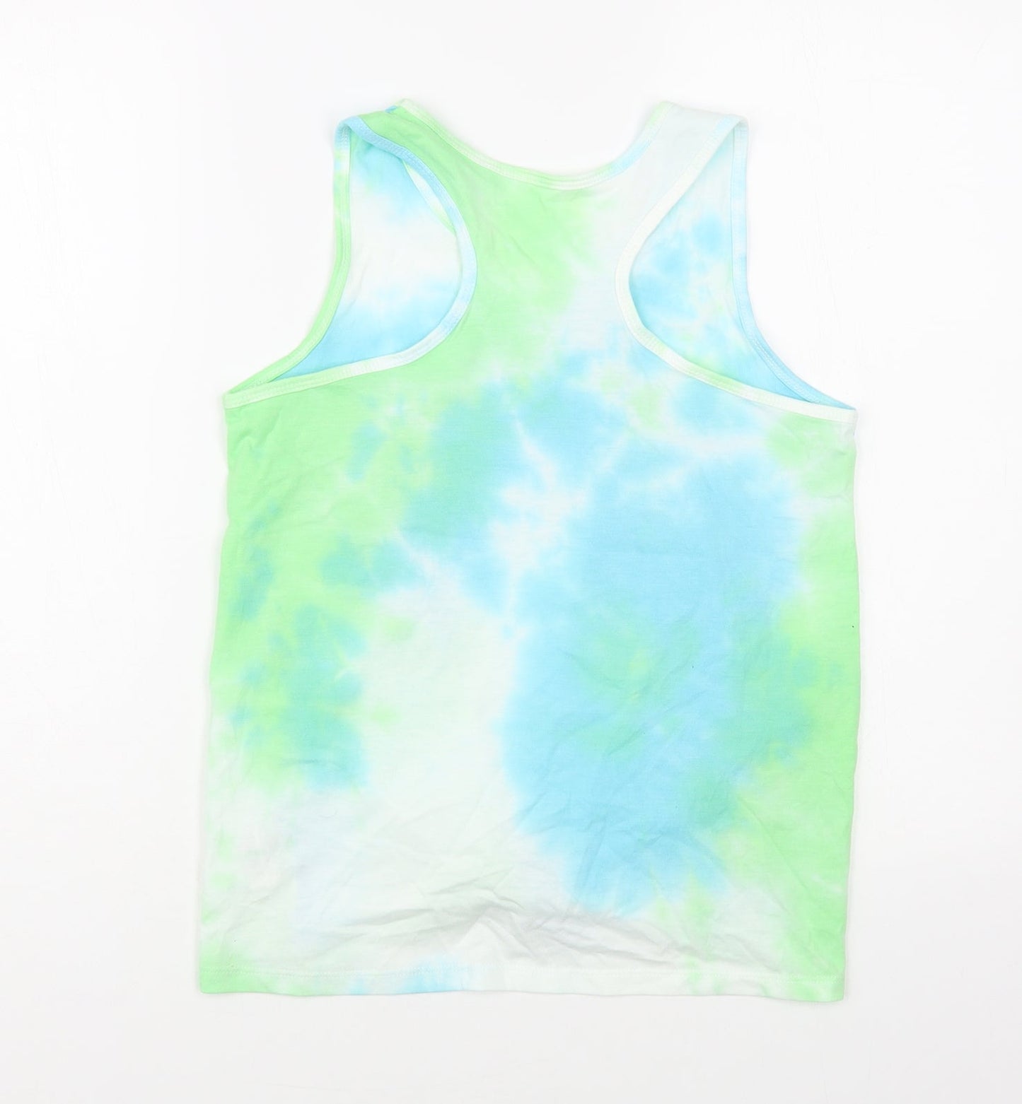 Dunnes Stores Womens Blue Cotton Basic Tank Size S Round Neck - Tie-Dye
