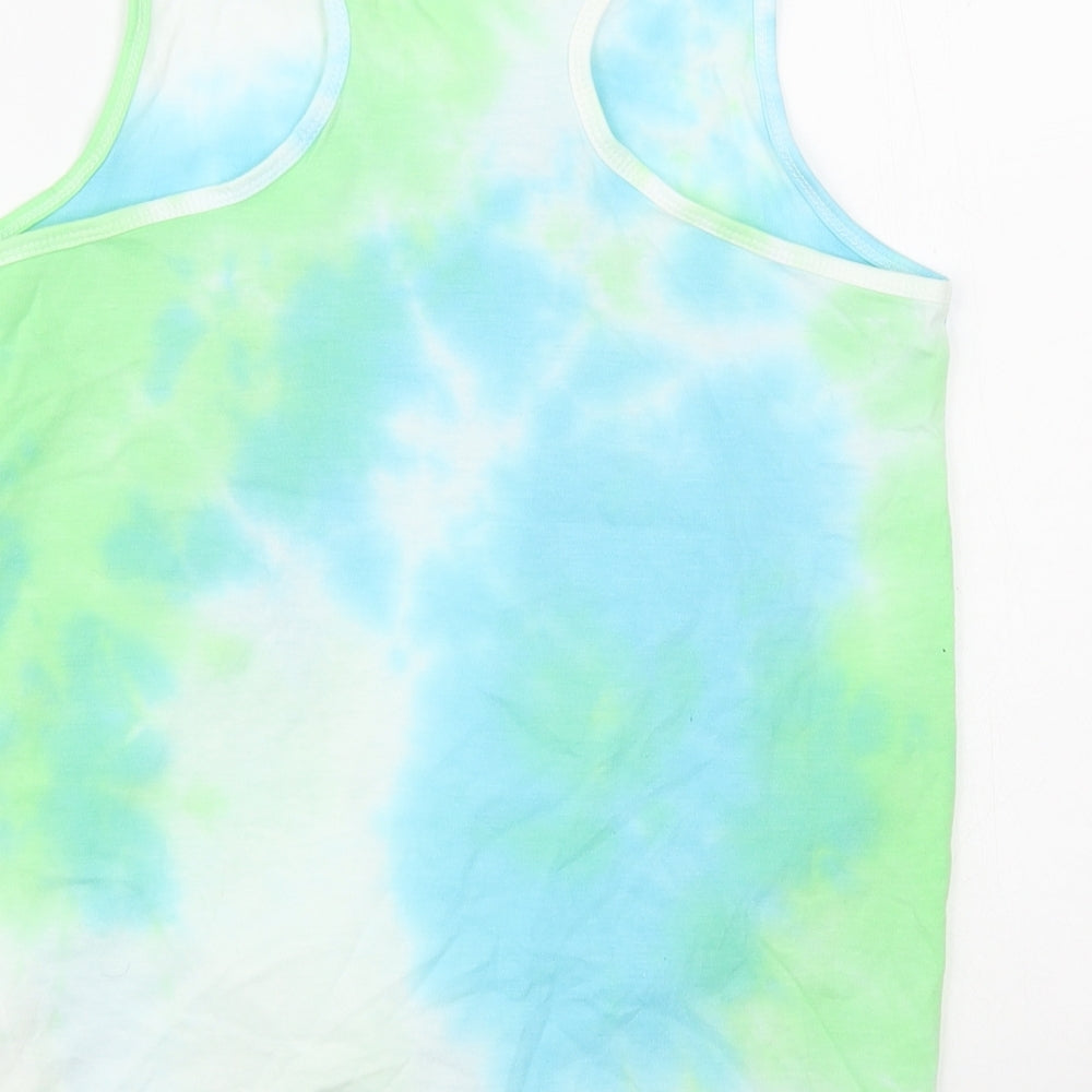 Dunnes Stores Womens Blue Cotton Basic Tank Size S Round Neck - Tie-Dye