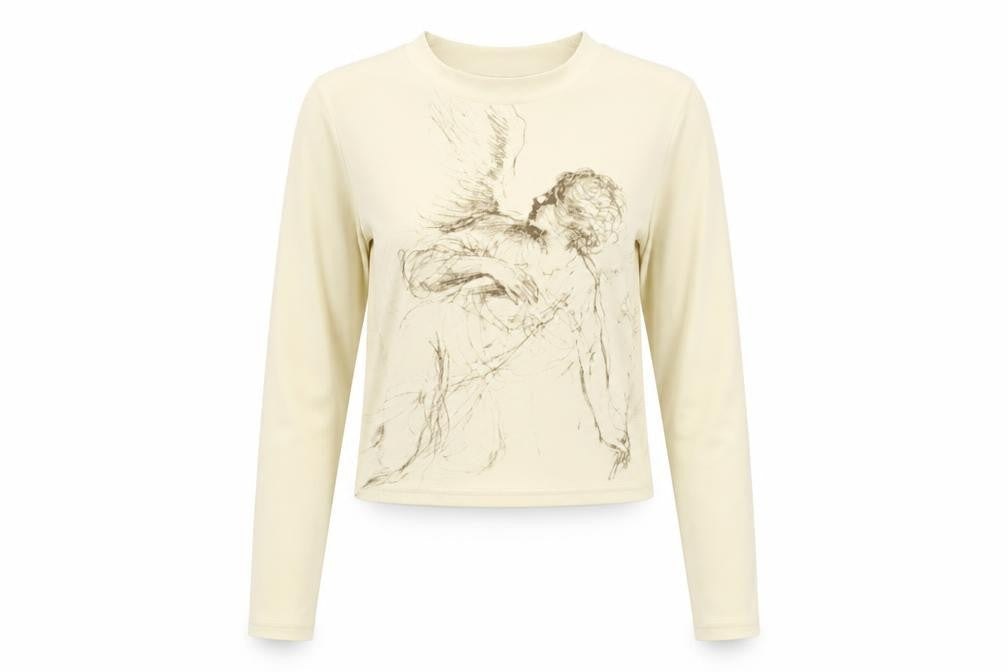SheIn Womens Beige Polyester Cropped Blouse Size S Mock Neck - Angel