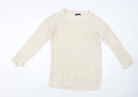 Atmosphere Womens Beige Round Neck Acrylic Tunic Jumper Size 10