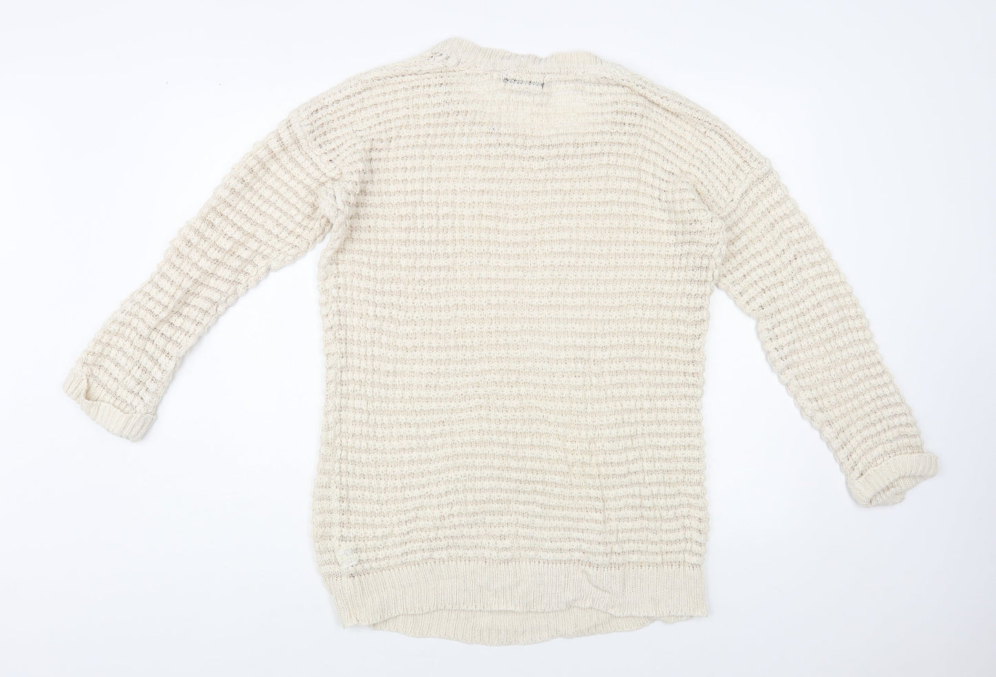 Atmosphere Womens Beige Round Neck Acrylic Tunic Jumper Size 10