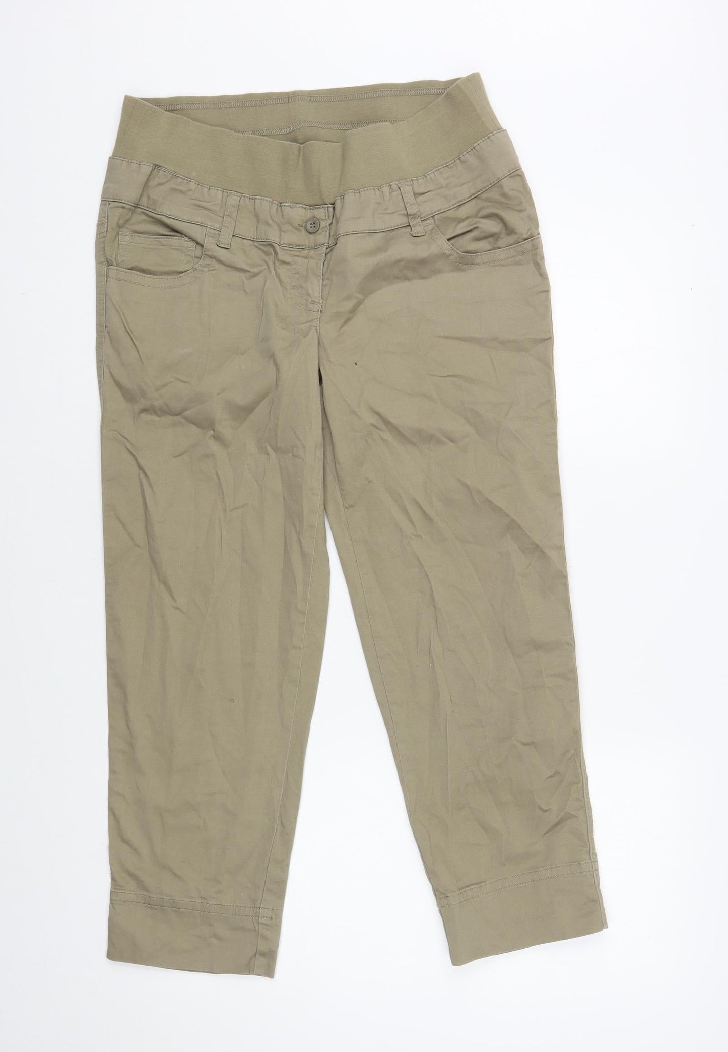 United Colors of Benetton Womens Beige Cotton Cropped Trousers Size S L25 in Regular Button - Maternity