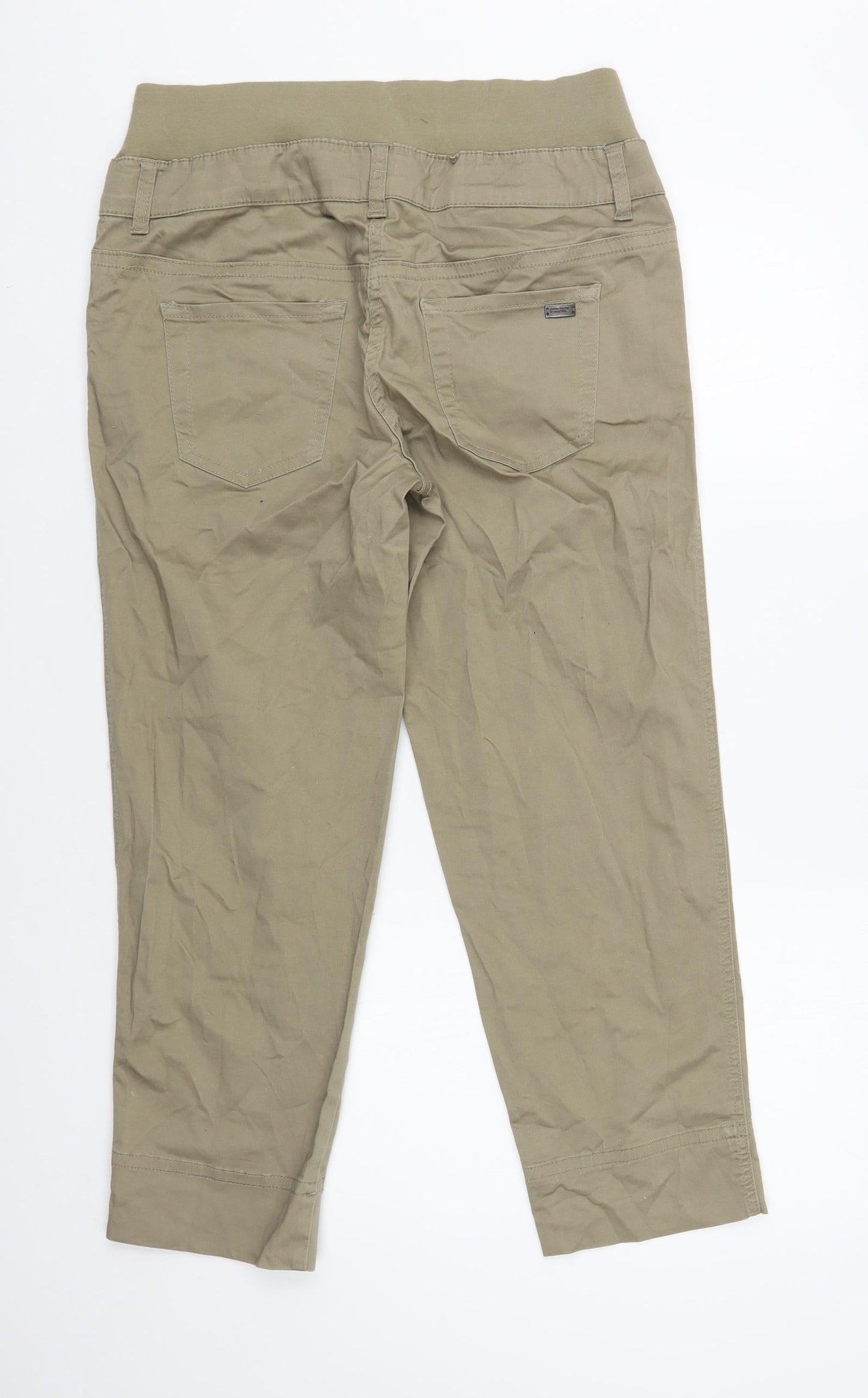 United Colors of Benetton Womens Beige Cotton Cropped Trousers Size S L25 in Regular Button - Maternity