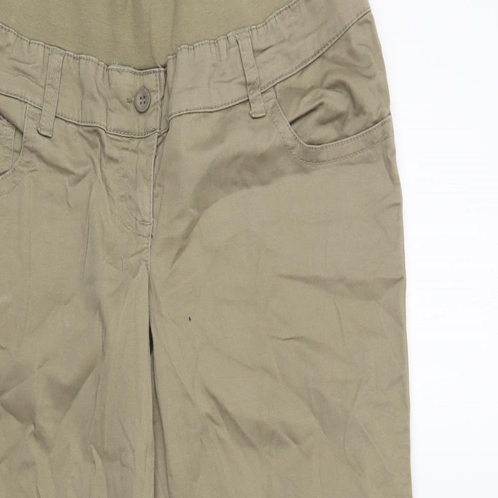 United Colors of Benetton Womens Beige Cotton Cropped Trousers Size S L25 in Regular Button - Maternity