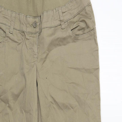 United Colors of Benetton Womens Beige Cotton Cropped Trousers Size S L25 in Regular Button - Maternity