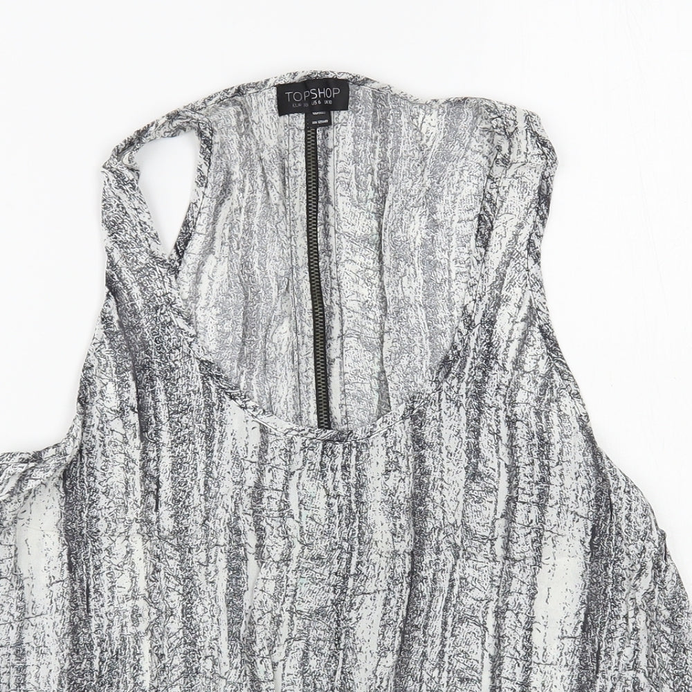 Topshop Womens Grey Viscose Basic Tank Size 10 Scoop Neck