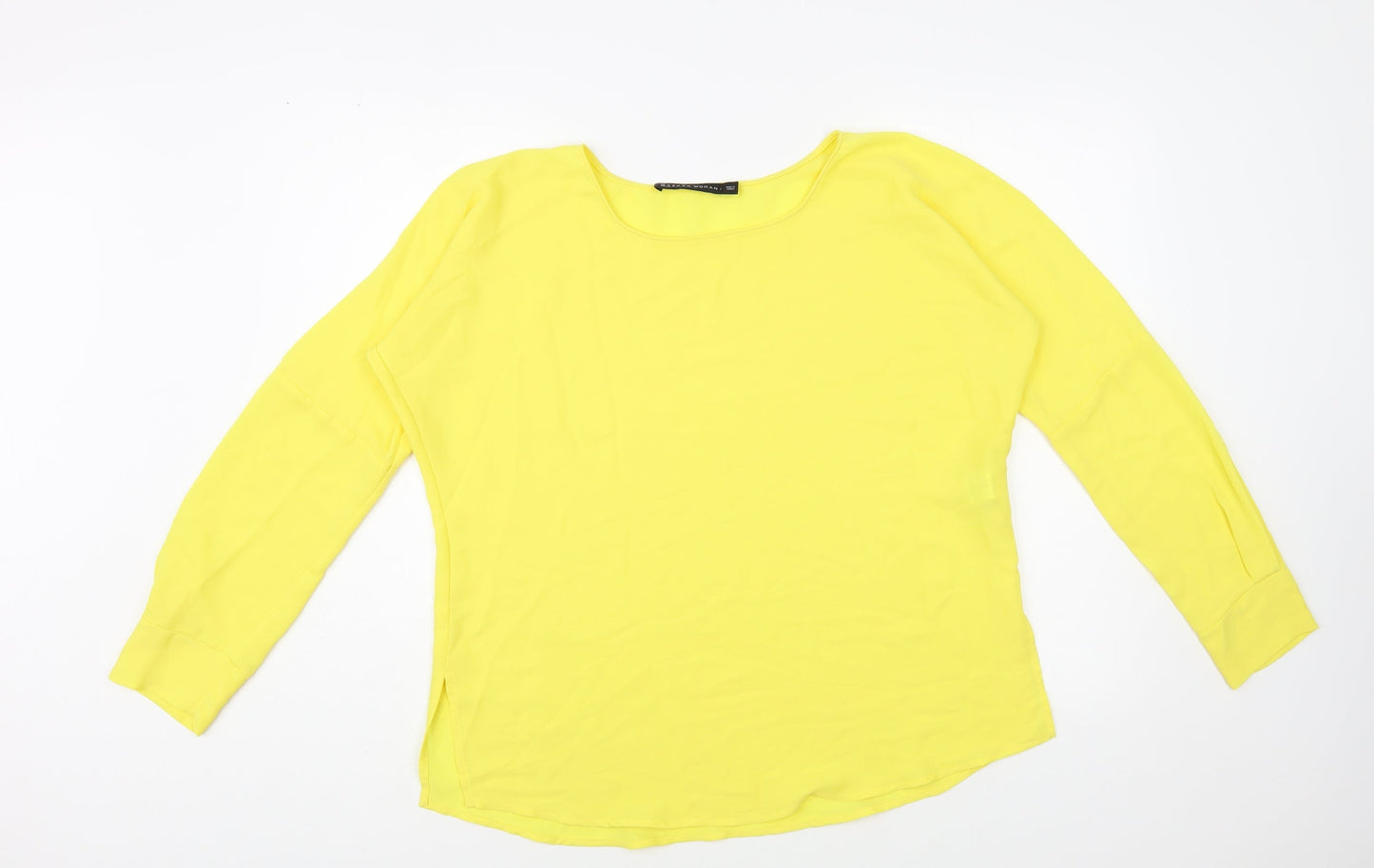 Zara Womens Yellow Polyester Basic Blouse Size XS Round Neck
