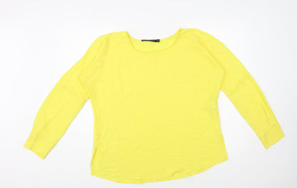 Zara Womens Yellow Polyester Basic Blouse Size XS Round Neck