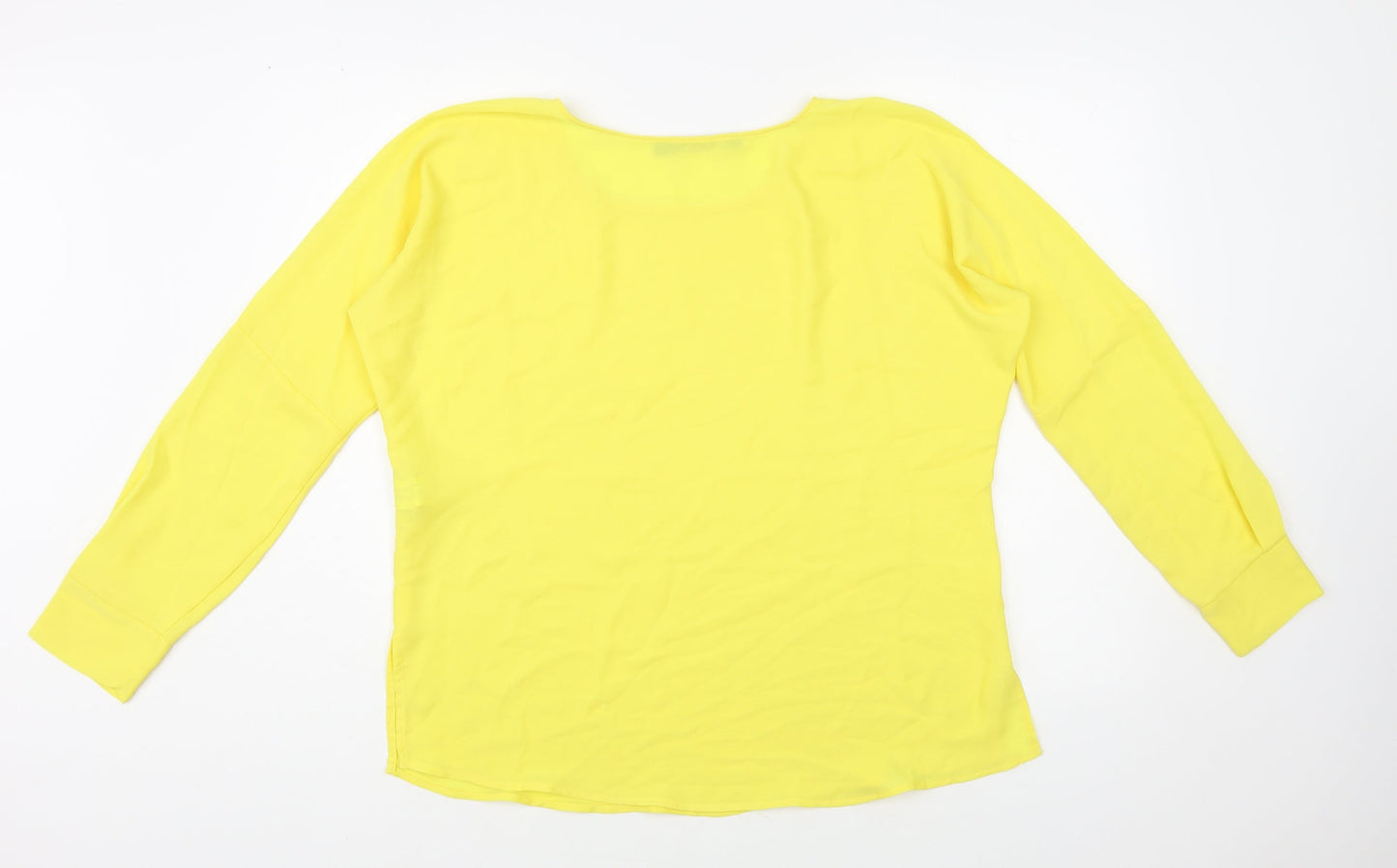 Zara Womens Yellow Polyester Basic Blouse Size XS Round Neck