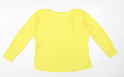Zara Womens Yellow Polyester Basic Blouse Size XS Round Neck