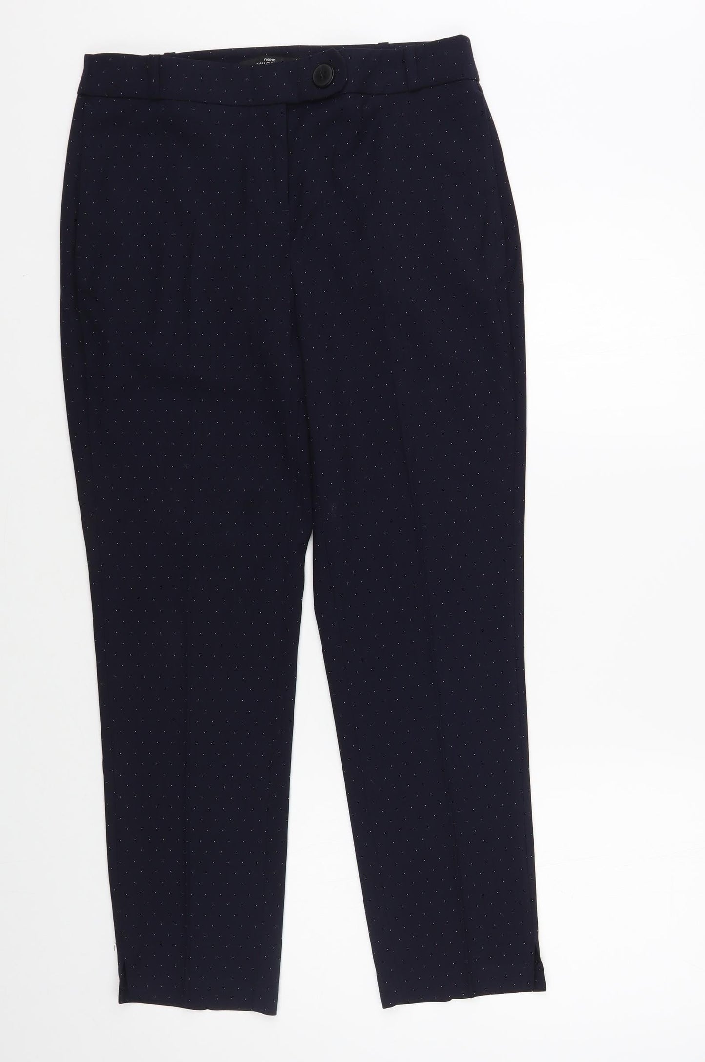 NEXT Womens Blue Polka Dot Polyester Dress Pants Trousers Size 8 L27 in Regular Button